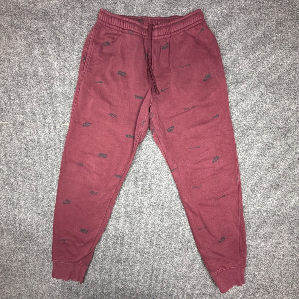 Nike Sportswear Club Fleece Joggers Maroon All Over Print FB7437-681 Mens Medium